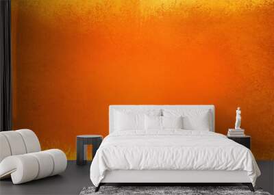 orange autumn background design with gold vintage grunge border texture and old shiny metal layout Wall mural