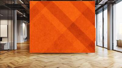 Orange background pattern with abstract diagonal stripes layered in geometric design for thanksgiving or autumn or fall backgrounds, striped plaid material illustration Wall mural