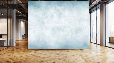 Watercolor background in blue and white painting with cloudy distressed texture grunge border, soft fog or hazy lighting and pastel colors Wall mural