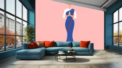 Air Hostess character standing to welcome the travelers Wall mural