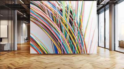 5G Fiber optic cable on white background. Oil in metallic and fiber optic cables Wall mural