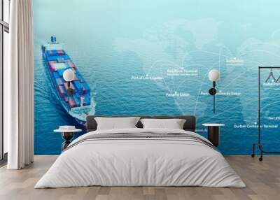 Map global logistics partnership connection. Transportation and travel concept. Wall mural