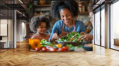 Happy Family Cooking Together Wall mural