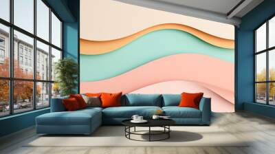 abstract pastel color waves 3d background with space for text - minimalist design Wall mural