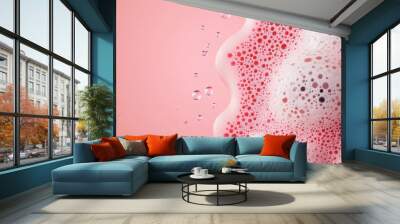 abstract pink and white foam bubbles texture background for design and branding Wall mural