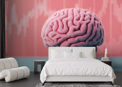 digital brain with abstract technology background concept illustration. Wall mural