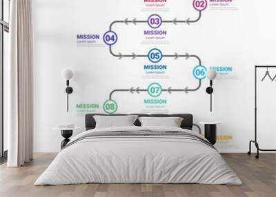 Infographic design template with numbers 13 option for Presentation infographic, Timeline infographics, steps or processes. Wall mural