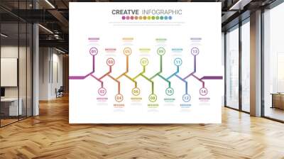 Infographic design template with numbers 14 option for Presentation business. Wall mural