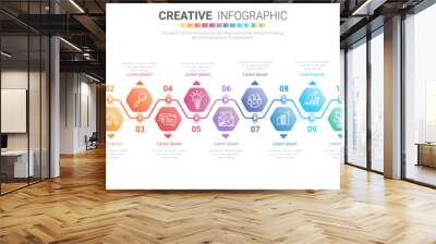 Presentation business infographic template with 11 options. Vector illustration. Wall mural