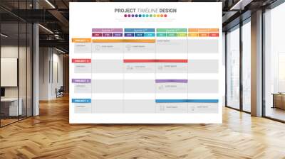 Project time plan business template with 4 project tasks in year or 12 months. Easy to use for your website or presentation. Wall mural