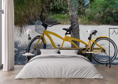 Yellow bicycle built for two. Wall mural