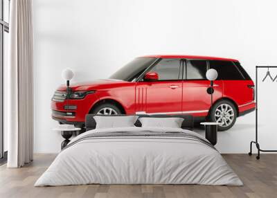 Red vehicle model isolated on the white background Wall mural