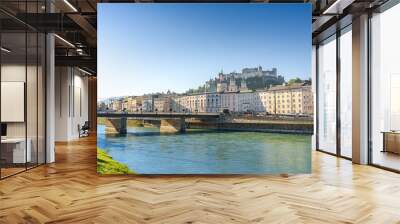 City Salzburg with fortress Hohensalzburg, Austria, Salzburg Wall mural