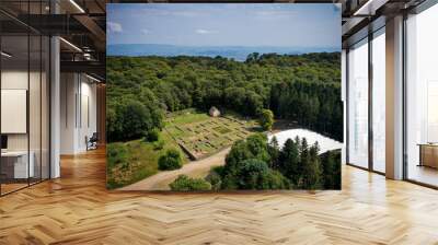 aerial view of archaeological excavations on the mont beuvray in morvan Wall mural