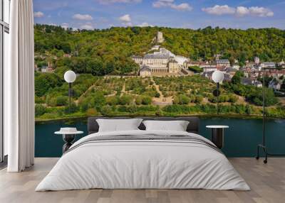 aerial view on the city of La Roche Guyon Wall mural