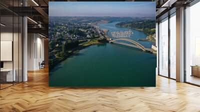 aerial view on the harbor of the city of treguier Wall mural