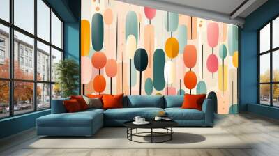 Abstract colorful background with shapes. Mid-century modern. Wall mural