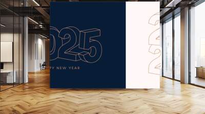 2025 3D number. New Year greeting card set Wall mural