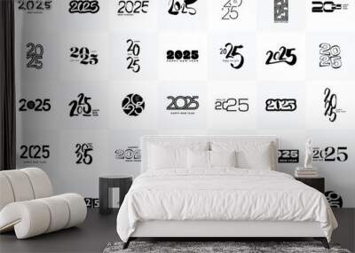 2025 set. New Year 2025 numbers logo Wall mural