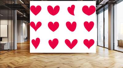 Heart icons set. Red heart vector symbols collection Wall mural