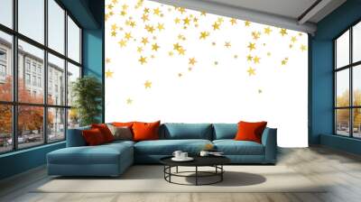 Star confetti background. Gold star banner, border Wall mural