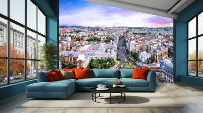 180 Degrees aerial panorama of the capital city of Romania, Bucharest. Wall mural