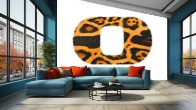 Furry font made of leopard skin texture. Character render isolated on white. Wall mural