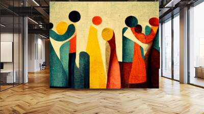 A Magnific Social Inclusion and Cooperation Illustration Wall mural