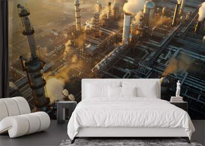 Petrochemical Refinery Basks in Morning Light Wall mural