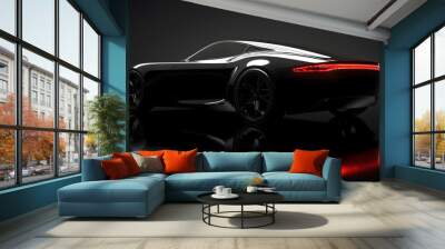 Sleek new car model debuting at auto show with spotlight Wall mural