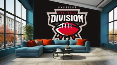 American football logo design. Rugby emblem tournament template editable for your design. Wall mural