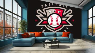 Baseball logo design, emblem tournament template editable for your design. Wall mural