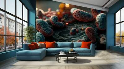 germs bacteria virus microorganisms parasites 3d illustration Wall mural