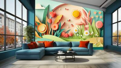 Paper style spring background Wall mural