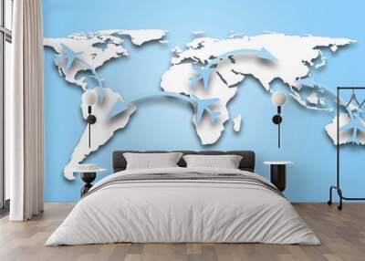 Travel and transportation around the world by plane Wall mural