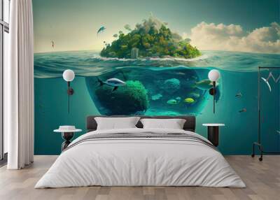 world ocean day or World Oceans Day, 8 June Wall mural