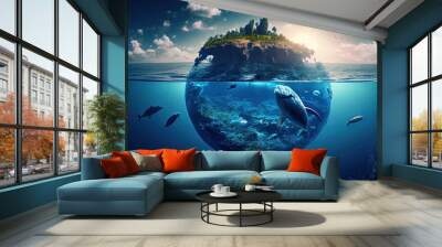 world ocean day or World Oceans Day, 8 June Wall mural