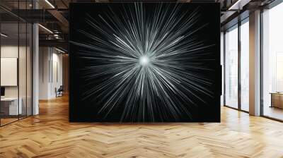 white outline elements with gray combination isolated on black background.
 illustration of bursts of starlight rays Wall mural