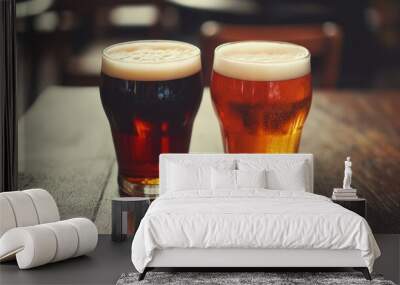 Two Glasses of Beer on a Table Wall mural