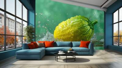 Yellow Squash Splashing in Water Wall mural