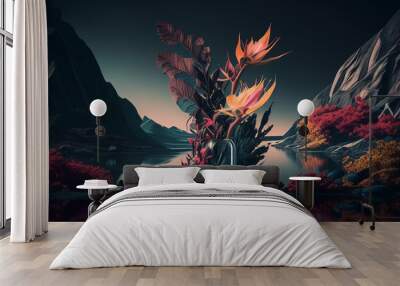 fire in the sky Glass illusion Wall mural