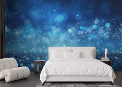 blue glow particle abstract bokeh background Generative By AI Wall mural