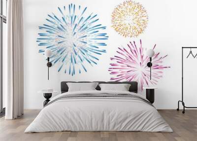 abstract background with fireworks on white Wall mural