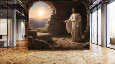 A concept of the tomb Jesus resurrected as in bible Wall mural