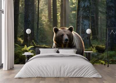 A wild bear in a forest Wall mural