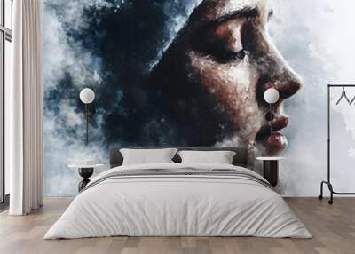 Virgin Mary in heaven with a dramatic background Wall mural