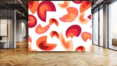 background with round abstract multi tone red orange seamless endless patter design for fabric print or wrap paper Wall mural