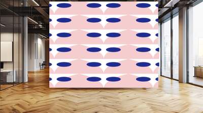 Pink half oval and blue dot block grid rectangle repeat seamless pattern design for fabric print or background patter Wall mural