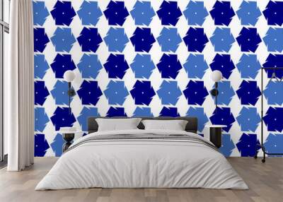 seamless pattern with stars flower, pattern with snowflakes two tone blue flower asterisk patter on  Wall mural