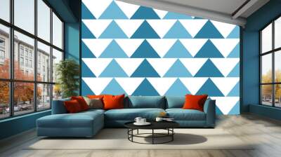 seamless triangle pattern, seamless geometric pattern, retro two tone blue seamless geometric triangle pattern on white background repeat style design for fabric printing or wallpape
 Wall mural